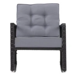 Fauteuil Berçant Pour Terrasse Parksville De CorLiving, Coussins Gris, Fini Noir