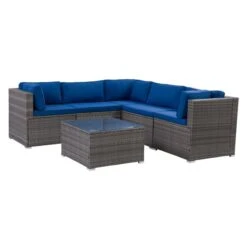 Ensemble Sectionnel Pour Patio Parksville De CorLiving, Gris/bleu, 6 Pièces -Outsunnies Boutique 330735280 AlternateImage2 l