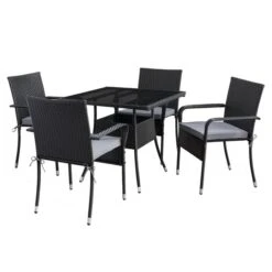 Ensemble à Diner Extérieur Carré Parksville De CorLiving, Noir/gris Cendré, 5 Pièces