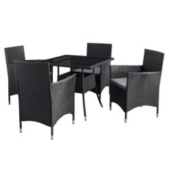 Ensemble à Diner Extérieur Parksville De CorLiving, Table Carrée, Noir/gris Cendré, 5 Pièces