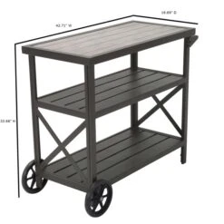 Chariot De Service Farmstead De COSCO Outdoor Living, 3 Tablettes, 33,66 Po, Aluminium, Marron Foncé -Outsunnies Boutique 330748967 AlternateImage2 l