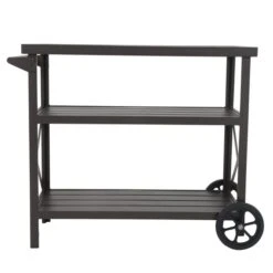 Chariot De Service Farmstead De COSCO Outdoor Living, 3 Tablettes, 33,66 Po, Aluminium, Marron Foncé -Outsunnies Boutique 330748967 AlternateImage3 l