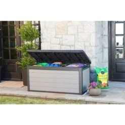 Coffre De Rangement Pour Terrasse Premier De Keter, 150 Gal, Résine, Gris -Outsunnies Boutique 330749160 AlternateImage2 l