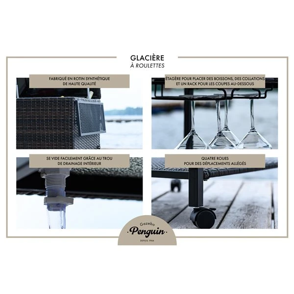 Chariot De Refroidissement Et De Service Gazebo Penguin D'extérieur, 23 Po X 18 Po, Rotin Brun 7 Chariot De Refroidissement Et De Service Gazebo Penguin D'extérieur, 23 Po X 18 Po, Rotin Brun – Image 5