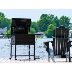 Chariot De Refroidissement Et De Service Gazebo Penguin D'extérieur, 23 Po X 18 Po, Rotin Brun