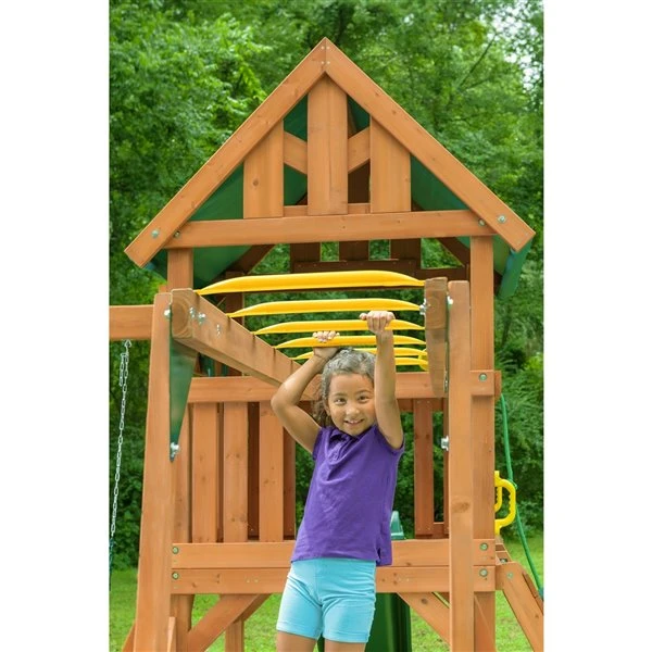 Ensemble De Jeu Extérieur Mountain De Creative Cedar Designs, Toit En Bâche/accessoires Jaunes 7 Ensemble De Jeu Extérieur Mountain De Creative Cedar Designs, Toit En Bâche/accessoires Jaunes – Image 5