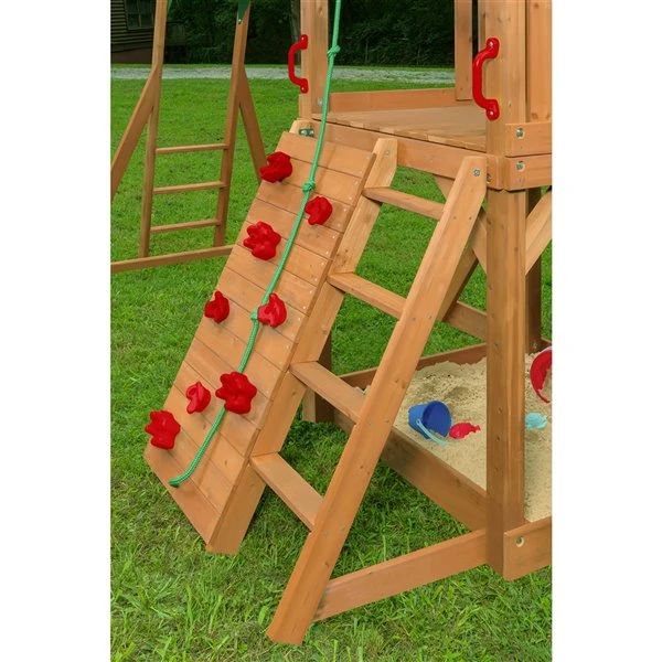 Ensemble De Jeu Extérieur Mountain View Lodge De Creative Cedar Designs, Toit En Bois/accessoires Rouges 7 Ensemble De Jeu Extérieur Mountain View Lodge De Creative Cedar Designs, Toit En Bois/accessoires Rouges – Image 5