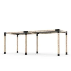 Trousse De Pergola Double Toja Grid Avec 2 Voiles D'ombrage Pour Pôteau De Bois 6x6, 8 Pi X 22 Pi, Autoportant