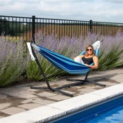 Hamac Double Brazilian De Vivere Avec Support En Acier, Bleu -Outsunnies Boutique 330765538 AlternateImage2 l