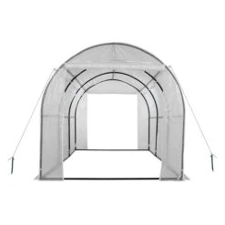 Ogrow Two-Door Walk-In Steel Frame Tunnel Greenhouse - With Ventilation Windows – 15-ft X 6-ft - White -Outsunnies Boutique 330766112 AlternateImage1 l