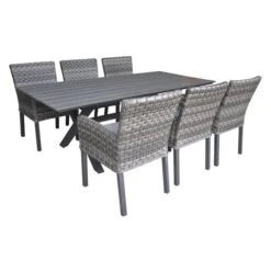 Ensemble à Dîner 7 Pièces Henryka, En Aluminium Et PVC, Gris