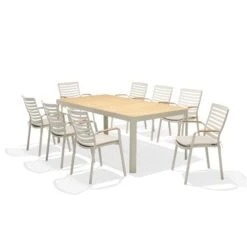 Ens. à Diner D'extérieur Portals De Scancom, Aluminium, Beige, 9 Pièces
