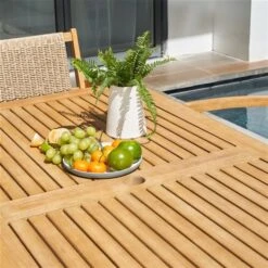 Table De Patio Chesapeake De Vifah Avec Trou Pour Parasol, Capacité De 6, Rectangle, Bois, Brun, 59 Po X 30 Po -Outsunnies Boutique 330770146 AlternateImage3 l