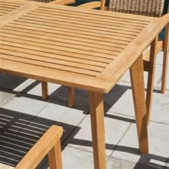 Table De Patio Chesapeake De Vifah Avec Trou Pour Parasol, Capacité De 6, Rectangle, Bois, Brun, 59 Po X 30 Po -Outsunnies Boutique 330770146 AlternateImage4 l
