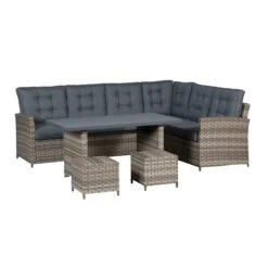 Mobilier De Conversation Pour L'extérieur Napoli De Think Patio, Beige/bleu Gris, 5 Pièces