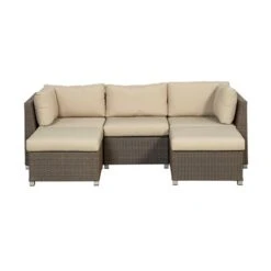 Mobilier De Conversation Pour L'extérieur Chambers Bay De Think Patio, Gris/beige Avec Coussins Tan, 5 Pièces