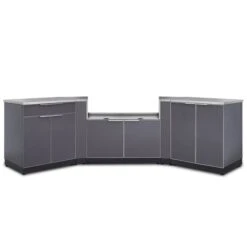 Cuisine Extérieure Modulaire NewAge Products Avec Comptoir, 129.75 Po X 36,5 Po, Gris Ardoise, 3 Pièces