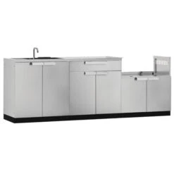 Cuisine Extérieure Modulaire NewAge Products Avec Housse 4 Saisons, 104 Po X 36,5 Po, Acier Inoxydable, 4 Pièces