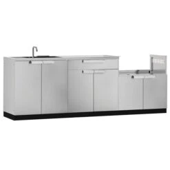 Cuisine Extérieure Modulaire NewAge Products Avec Comptoir, 129.75 Po X 36,5 Po, Acier Inoxydable, 4 Pièces