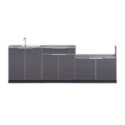 Cuisine Extérieure Modulaire NewAge Products Avec Comptoir, 104 Po X 36,5 Po, Gris Ardoise, 4 Pièces
