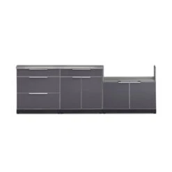 Cuisine Extérieure Modulaire NewAge Products Avec Comptoir Et 3 Tiroirs, 104 Po X 36,5 Po, Gris Ardoise, 4 Pièces