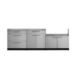 Cuisine Extérieure Modulaire NewAge Products Avec Housse 4 Saisons, 184.75 Po X 36,5 Po, Acier Inoxydable, 4 Pièces