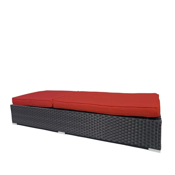 Chaise Longue Pour Piscine Palms De WD Patio, Structure En Aluminium, Osier Noir/coussins Rouges 4 Chaise Longue Pour Piscine Palms De WD Patio, Structure En Aluminium, Osier Noir/coussins Rouges – Image 2