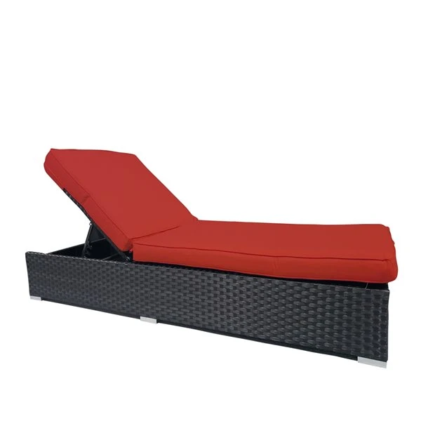 Chaise Longue Pour Piscine Palms De WD Patio, Structure En Aluminium, Osier Noir/coussins Rouges 3 Chaise Longue Pour Piscine Palms De WD Patio, Structure En Aluminium, Osier Noir/coussins Rouges