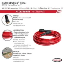 Boyau D'extension/de Remplacement Pour Nettoyeur à Haute Pression De Simpson, 1/4 Po X 30 Pi X 3300 Lb/po², Rouge 9 Boyau D'extension/de Remplacement Pour Nettoyeur à Haute Pression De Simpson, 1/4 Po X 30 Pi X 3300 Lb/po², Rouge -Outsunnies Boutique 330775152 AlternateImage3 l