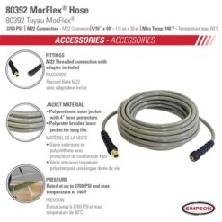 Boyau D'extension/de Remplacement Pour Nettoyeur à Haute Pression De Simpson, 5/16 Po X 40 Pi X 3700 Lb/po², Gris 11 Boyau D'extension/de Remplacement Pour Nettoyeur à Haute Pression De Simpson, 5/16 Po X 40 Pi X 3700 Lb/po², Gris -Outsunnies Boutique 330775160 AlternateImage4 l