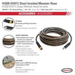 Boyau D'extension/de Remplacement Pour Nettoyeur à Haute Pression Monster De Simpson, 3/8 Po X 50 Pi X 4500 Lb/po², Brun 11 Boyau D'extension/de Remplacement Pour Nettoyeur à Haute Pression Monster De Simpson, 3/8 Po X 50 Pi X 4500 Lb/po², Brun -Outsunnies Boutique 330775163 AlternateImage4 l