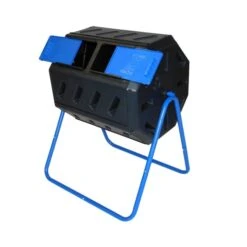 Composteur à Tambour Double Porte En Plastique Recyclé Par FCMP Outdoor, 37,4 gal, Noir