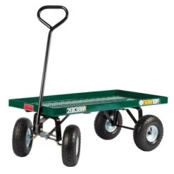 Chariot à Plate-forme En Plastique Vert Par Millside Avec Poignée En Acier Et 4 Roues Increvables, 20 Po X 38 Po