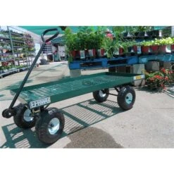 Chariot à Plate-forme En Acier Vert Par Millside Avec Poignée En Acier Et 4 Roues Pneumatiques, 24 Po X 48 Po -Outsunnies Boutique 330799108 AlternateImage4 l