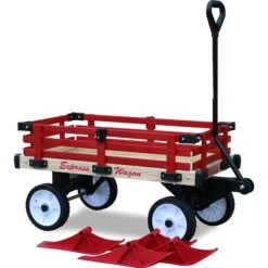 Chariot En Bois De Luxe Par Millside Avec Roues En Plastique De 8 Po Et Skis Convertibles, Lot De 4