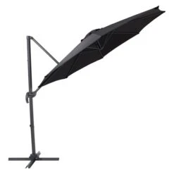 CorLiving Parasol De Patio Inclinable Et Déporté De 9,5 Pi Avec Mât En Aluminium, Noir -Outsunnies Boutique 330814847 AlternateImage2 l