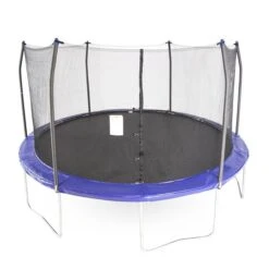 Trampoline Bleue Et Ronde De 15 Pi Pour Arrière-cour Par Skywalker Trampolines, Enceinte Incluse