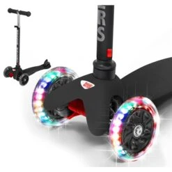 Trottinette Pour Enfants De Rugged Racers Noire à 3 Roues Avec Lumières à DEL