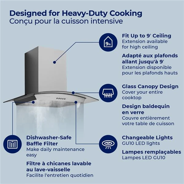 Hotte De Cuisine Murale Hauslane Convertible En Acier Inoxydable De 30 Po 4 Hotte De Cuisine Murale Hauslane Convertible En Acier Inoxydable De 30 Po – Image 2