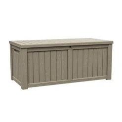 Coffre De Rangement Pour La Terrasse Outsunny En Plastique Gris De 56 Po X 26 Po, 76,6 Gal