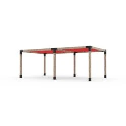 Ensemble Pour Pergola Double Autoportante Par Toja Grid De 12 Pi X 22 Pi Pour Bois 6 X 6, Auvent Rouge Inclus