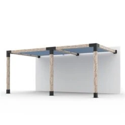 Ensemble Pour Pergola Double Adossée Par Toja Grid De 10 Pi X 18 Pi Pour Bois 6 X 6, Auvent En Denim Inclus