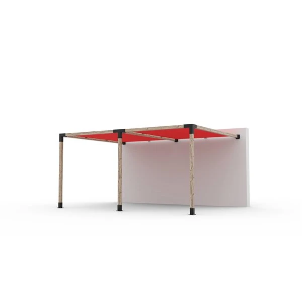 Ensemble Pour Pergola Double Adossée Par Toja Grid De 12 Pi X 16 Pi Pour Bois 4 X 4, Auvent Rouge Inclus 3 Ensemble Pour Pergola Double Adossée Par Toja Grid De 12 Pi X 16 Pi Pour Bois 4 X 4, Auvent Rouge Inclus