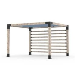 Ensemble Pour Pergola Adossée Par Toja Grid De 10 Pi X 12 Pi Pour Bois 6 X 6, Mur KNECT 4 X 4 Et Auvent En Denim Inclus