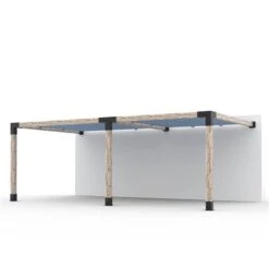 Ensemble Pour Pergola Double Adossée Par Toja Grid De 12 Pi X 22 Pi Pour Bois 6 X 6, Auvent En Denim Inclus