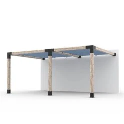 Ensemble Pour Pergola Double Adossée Par Toja Grid De 12 Pi X 18 Pi Pour Bois 6 X 6, Auvent En Denim Inclus