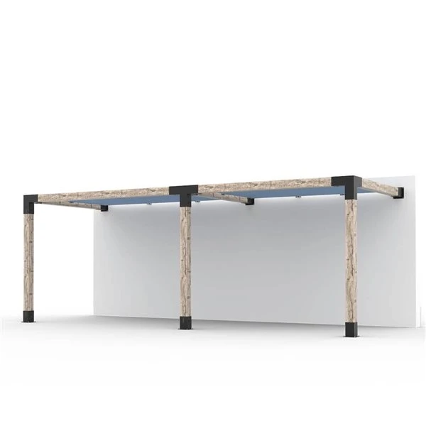 Ensemble Pour Pergola Double Adossée Par Toja Grid De 8 Pi X 22 Pi Pour Bois 6 X 6, Auvent En Denim Inclus 3 Ensemble Pour Pergola Double Adossée Par Toja Grid De 8 Pi X 22 Pi Pour Bois 6 X 6, Auvent En Denim Inclus