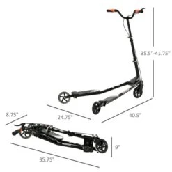 Trottinette Ajustable Pour Enfants Par Qaba à 3 Roues En Acier Noir -Outsunnies Boutique 330912598 AlternateImage2 l