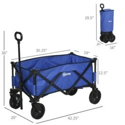 Chariot D'extérieur Tout Usage Bleu Outsunny En Acier Avec Poignée Ajustable 9 Chariot D'extérieur Tout Usage Bleu Outsunny En Acier Avec Poignée Ajustable -Outsunnies Boutique 330928547 AlternateImage2 l