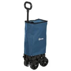 Chariot D'extérieur Tout Usage Bleu Foncé Outsunny En Acier Avec Poignée Ajustable -Outsunnies Boutique 330928658 AlternateImage4 l
